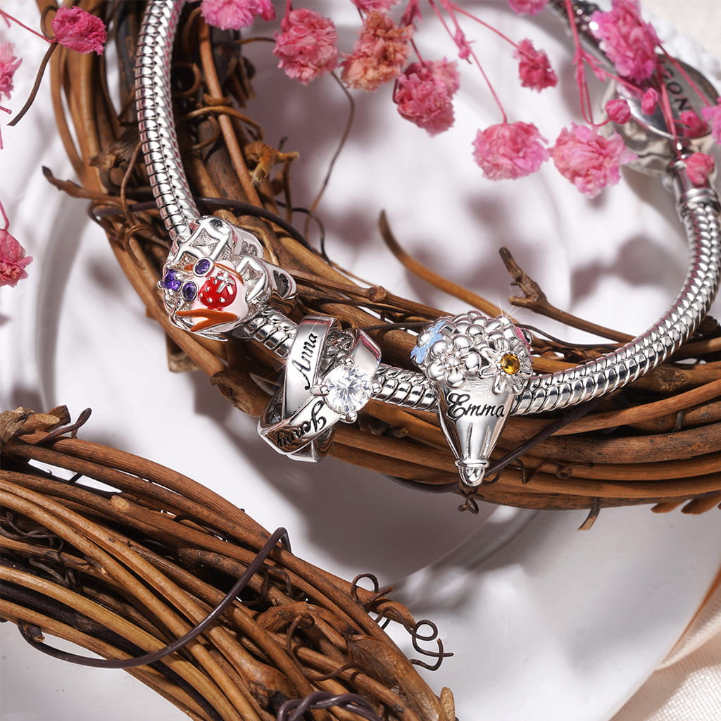 Gnoce Engravable Flowers Bouquet Charm_4