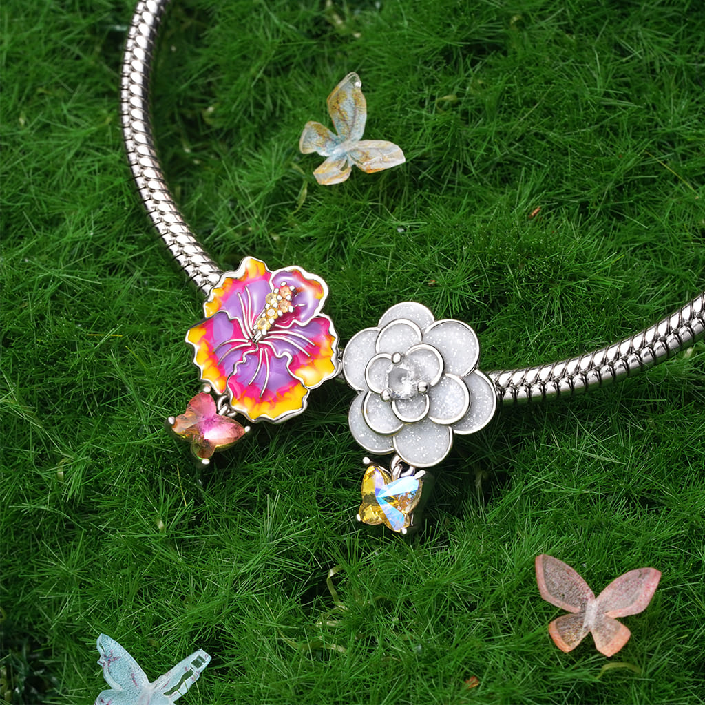 Gnoce Red Hibiscus Flower Charm_3