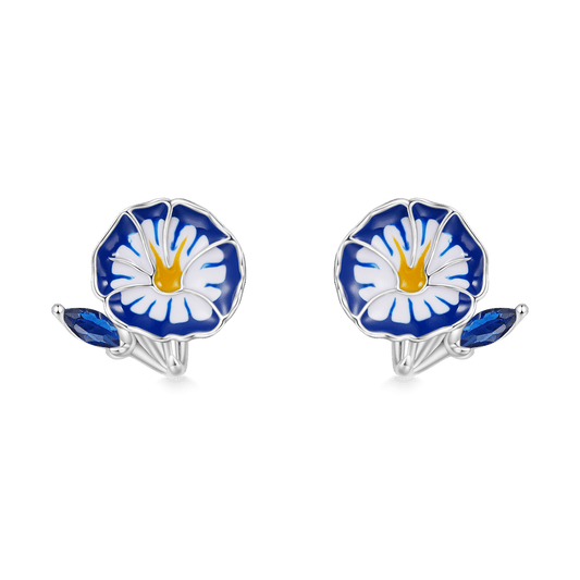 Gnoce Birthday Flower Series Morning Glory Stud Earrings_1
