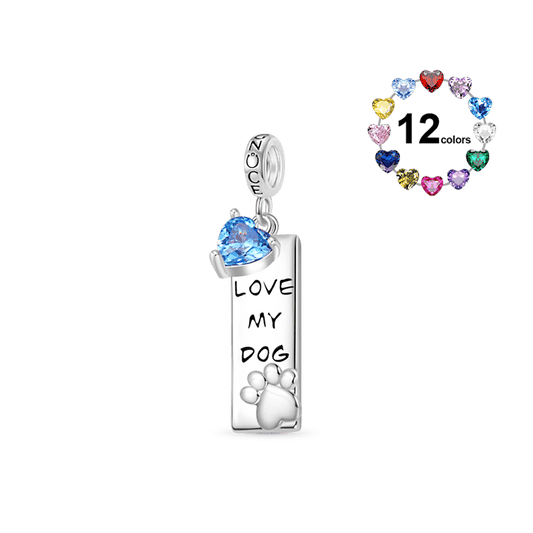 Gnoce Engravable Pet Dog Birthstone Pendant Dangle Charm_1