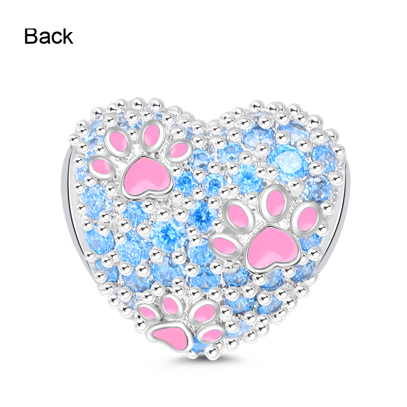 Gnoce "Your Paw Prints on My Heart" Dog Cat Paws Charm Sterling Silver_3