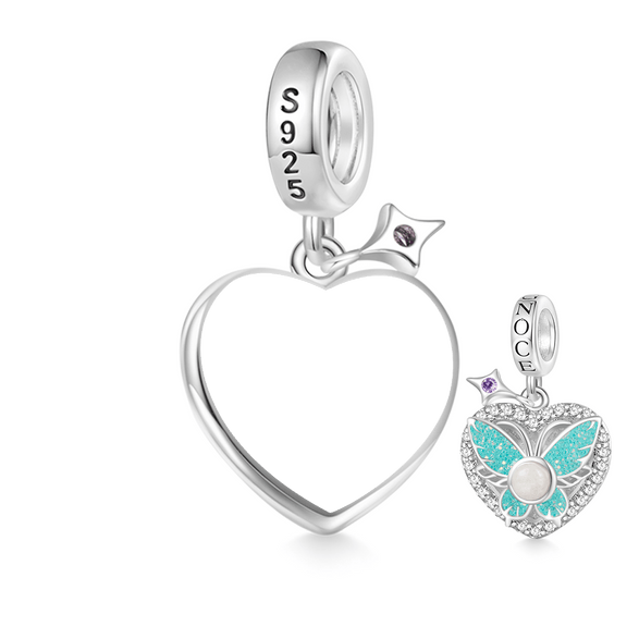 Gnoce Engravable Glow-in-the-dark Butterfly Charm Platinum-plated Silver Blend