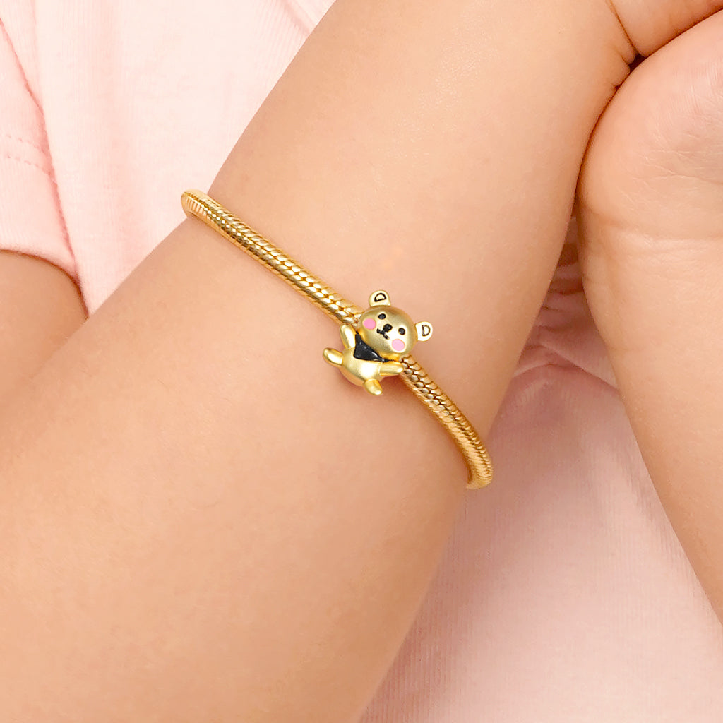 Cute Bear Charm Bead Sterling Silver 18K Gold Plated_4