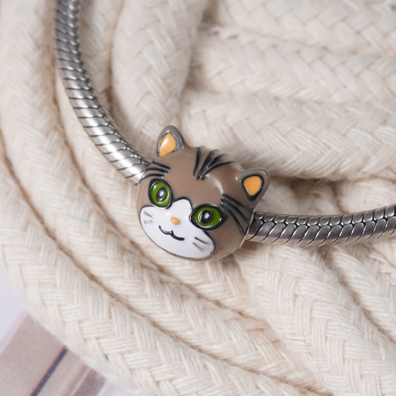 British Shorthair Cat Charm Bead Sterling Silver_2