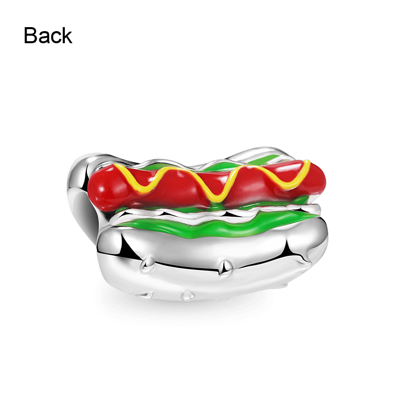 Hot Dog Embraces Heart Gemstone Charm Bead 925 Sterling Silver_2