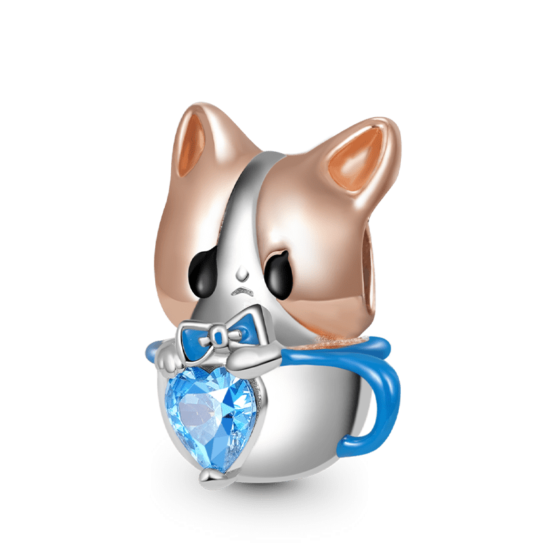 Gnoce Lovely Teacup Dog Pet Embraces Heart Gem Charm_1