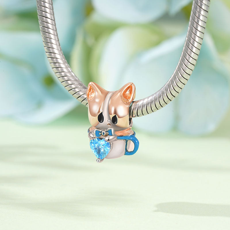 Gnoce Lovely Teacup Dog Pet Embraces Heart Gem Charm_3