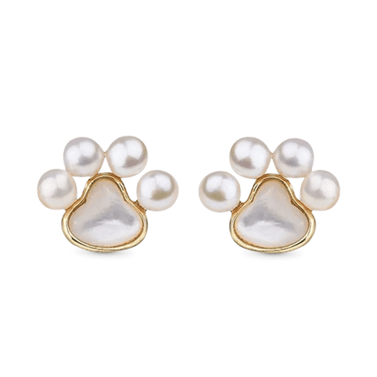 Gnoce Pearl Paw Print Stud Earrings_1