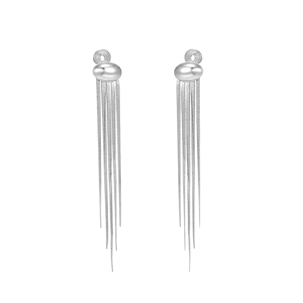 Gnoce Long Tassel Metal Bean Ear Clips_2