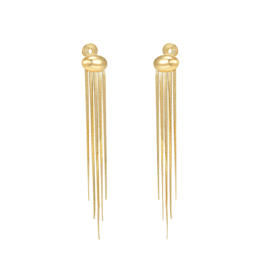 Gnoce Long Tassel Metal Bean Ear Clips_1