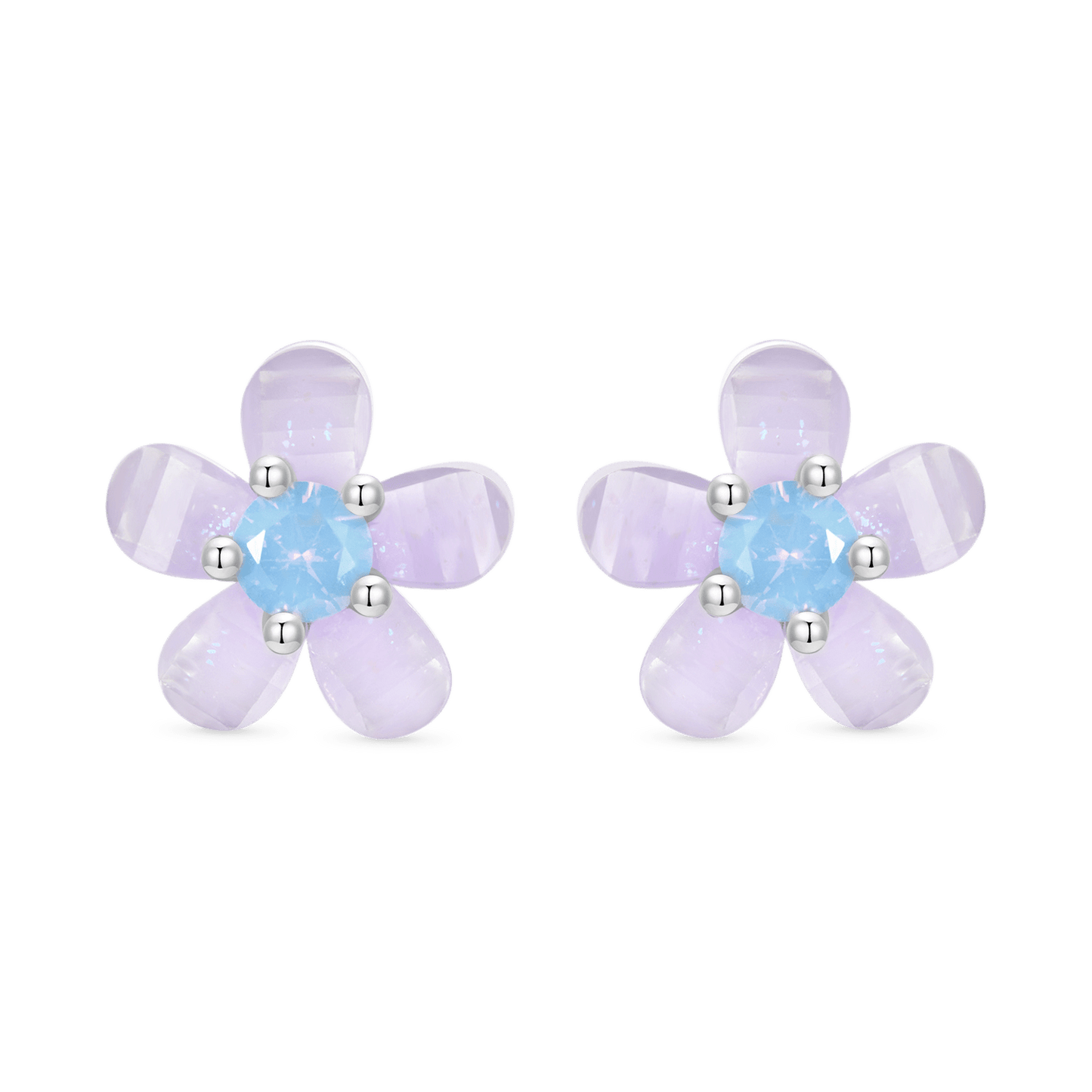 Gnoce Purple Flower Stud Earrings_1