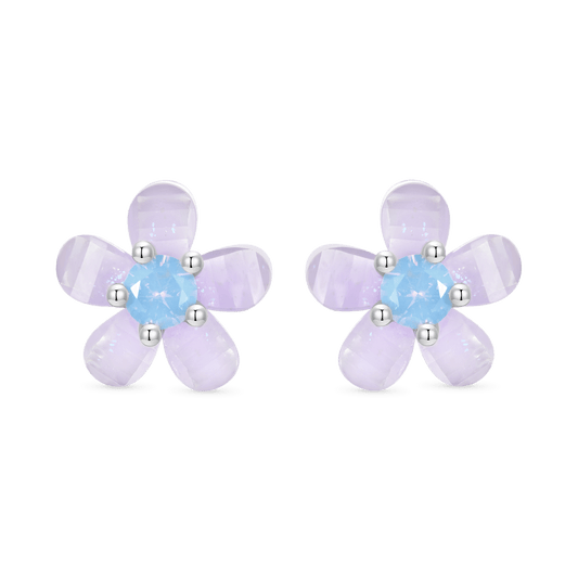 Gnoce Purple Flower Stud Earrings_1