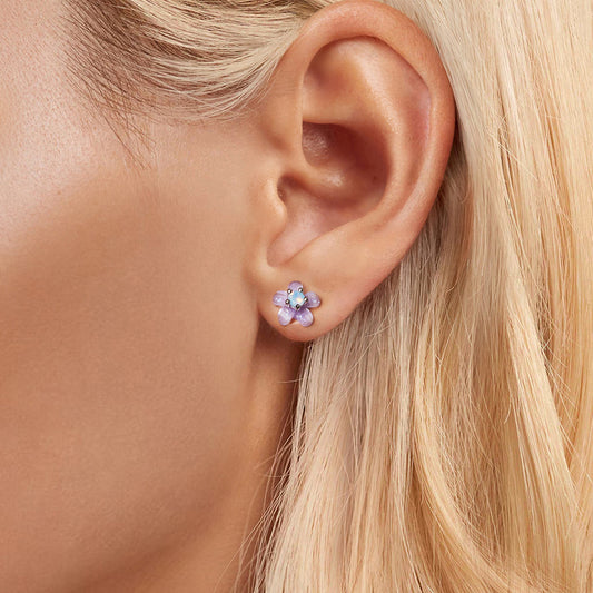 Gnoce Purple Flower Stud Earrings_4