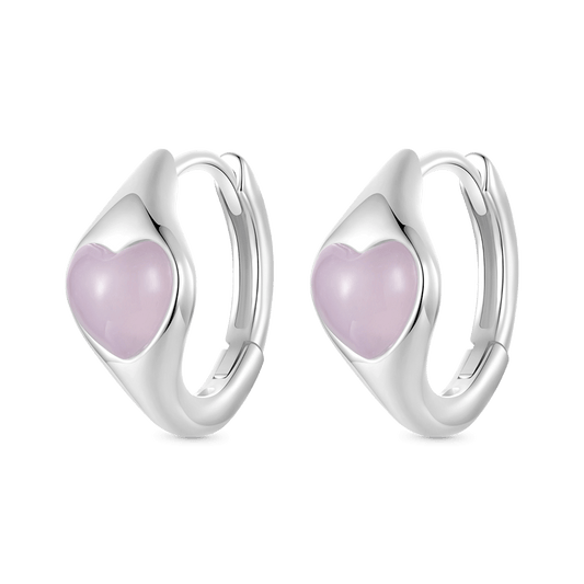 Gnoce Pink Heart Huggie Stud Earrings_1