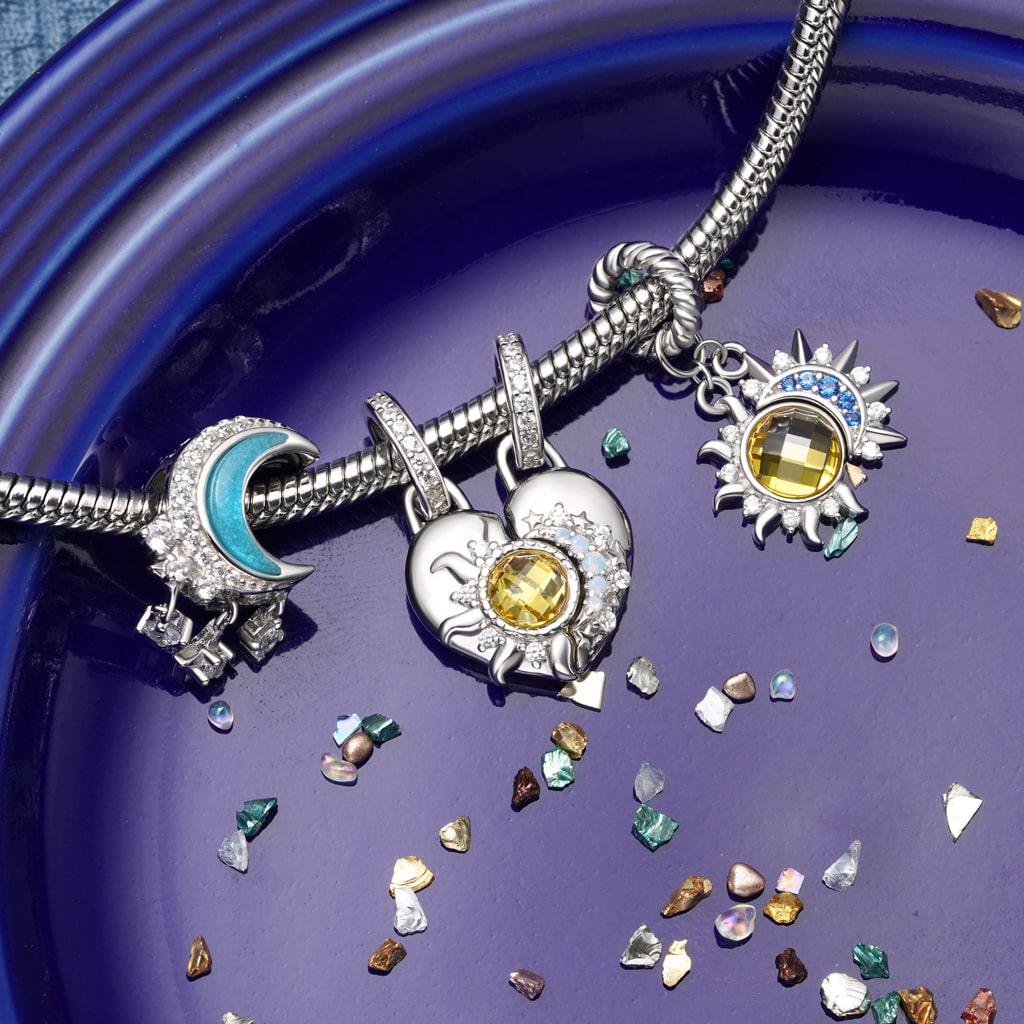 Gnoce Sun and Moon Love Double Pendant Dangle Charm_5