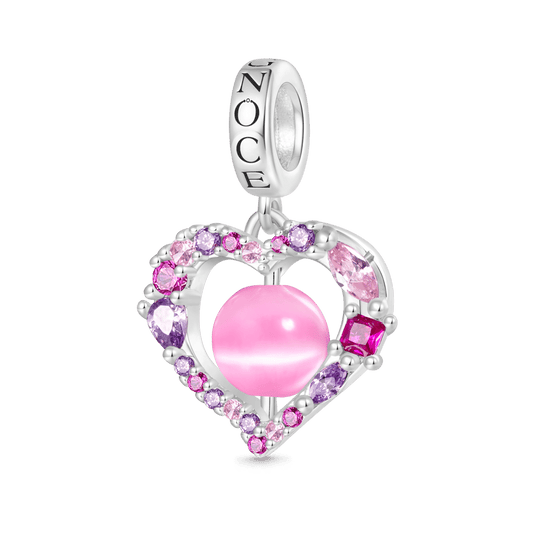 Gnoce Cat's Eye Round Bead Heart Valentine's Day Pendant Dangle Charm_1