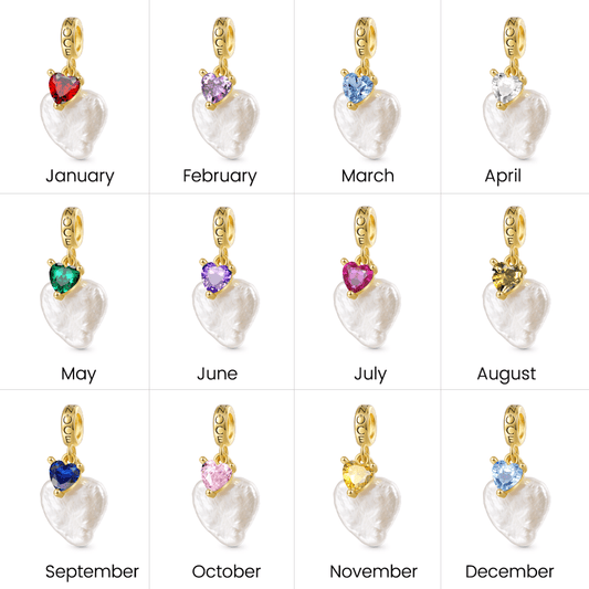 Gnoce Irregular Heart Pearl Birthstone Pendant Dangle Charm_7
