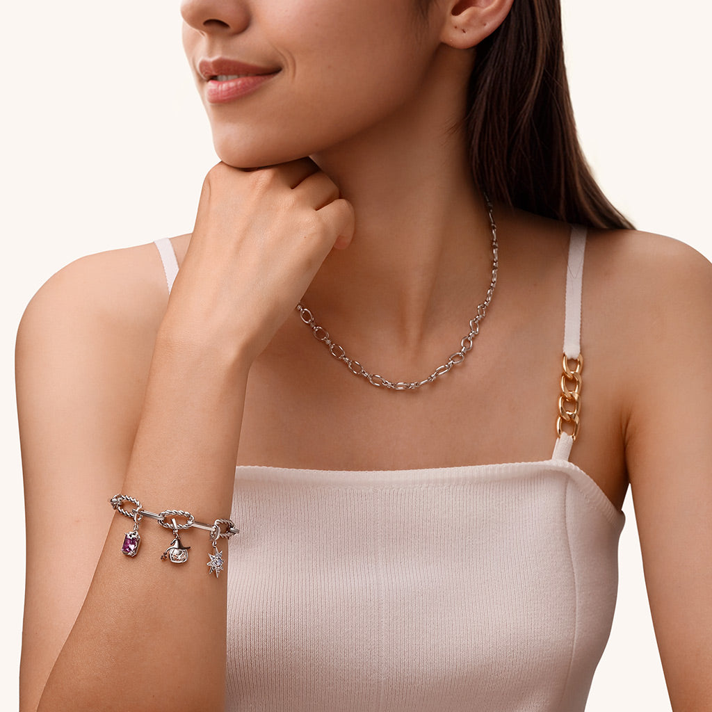 Gnoce Birthstone CZ North Star Clasp Clusters Charm_4