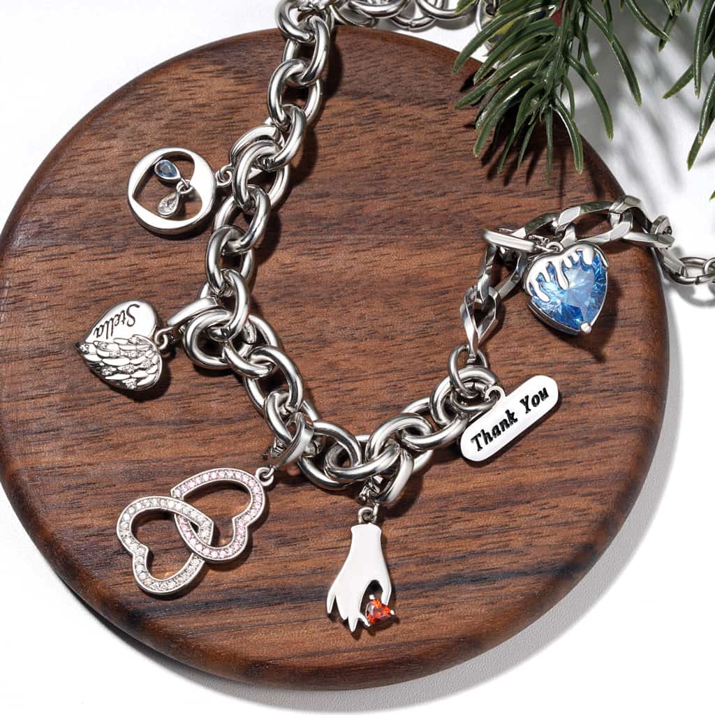 Gnoce Pear Birthstone Heart Clasp Clusters Charm_4