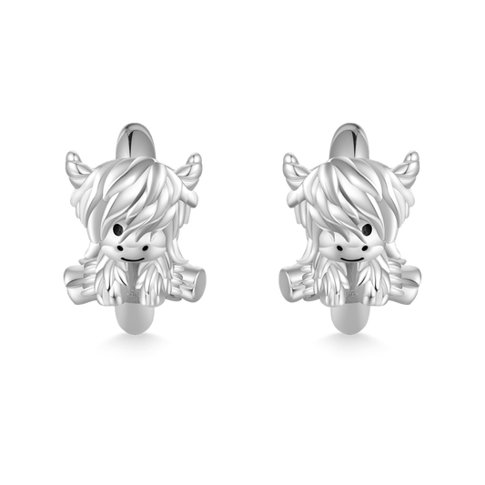 Gnoce Highland Cow Hoop Stud Earrings_1