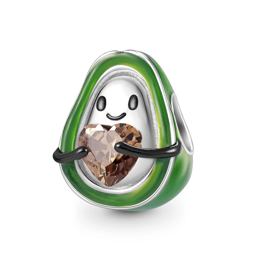 Avocado Embraces Heart Gemstone Charm Bead 925 Sterling Silver_1