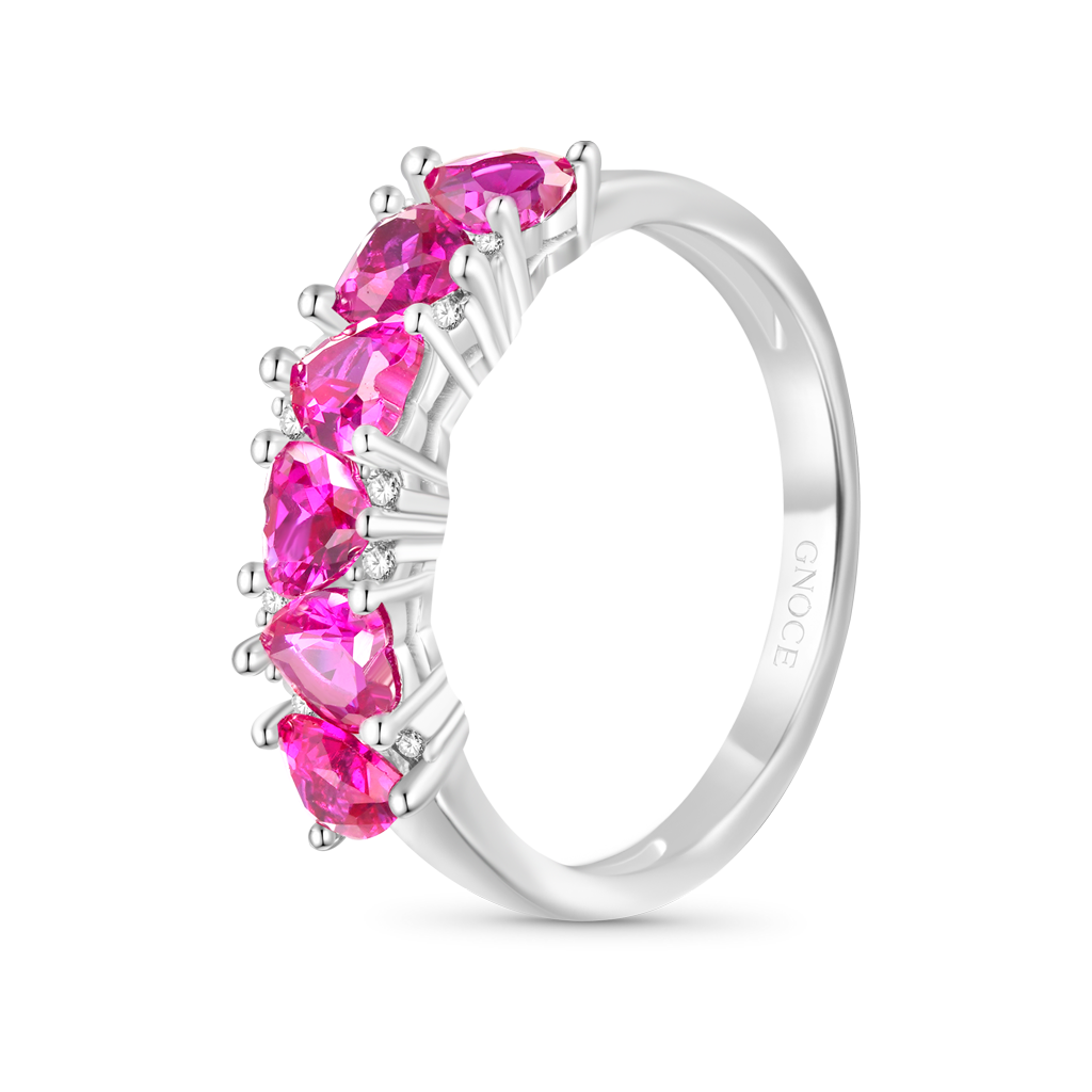 Gnoce Vintage Eternity Heart Shape Pink Band Ring_2