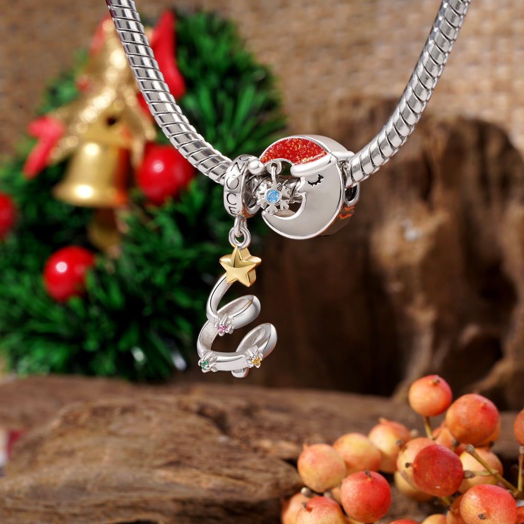 Gnoce Lucky Star Birthstone Christmas Tree Pendant Dangle Charm_4
