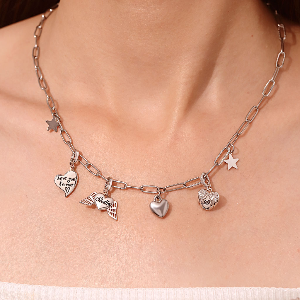 Gnoce Engravable Angel Heart Wings Clasp Clusters Charm_6