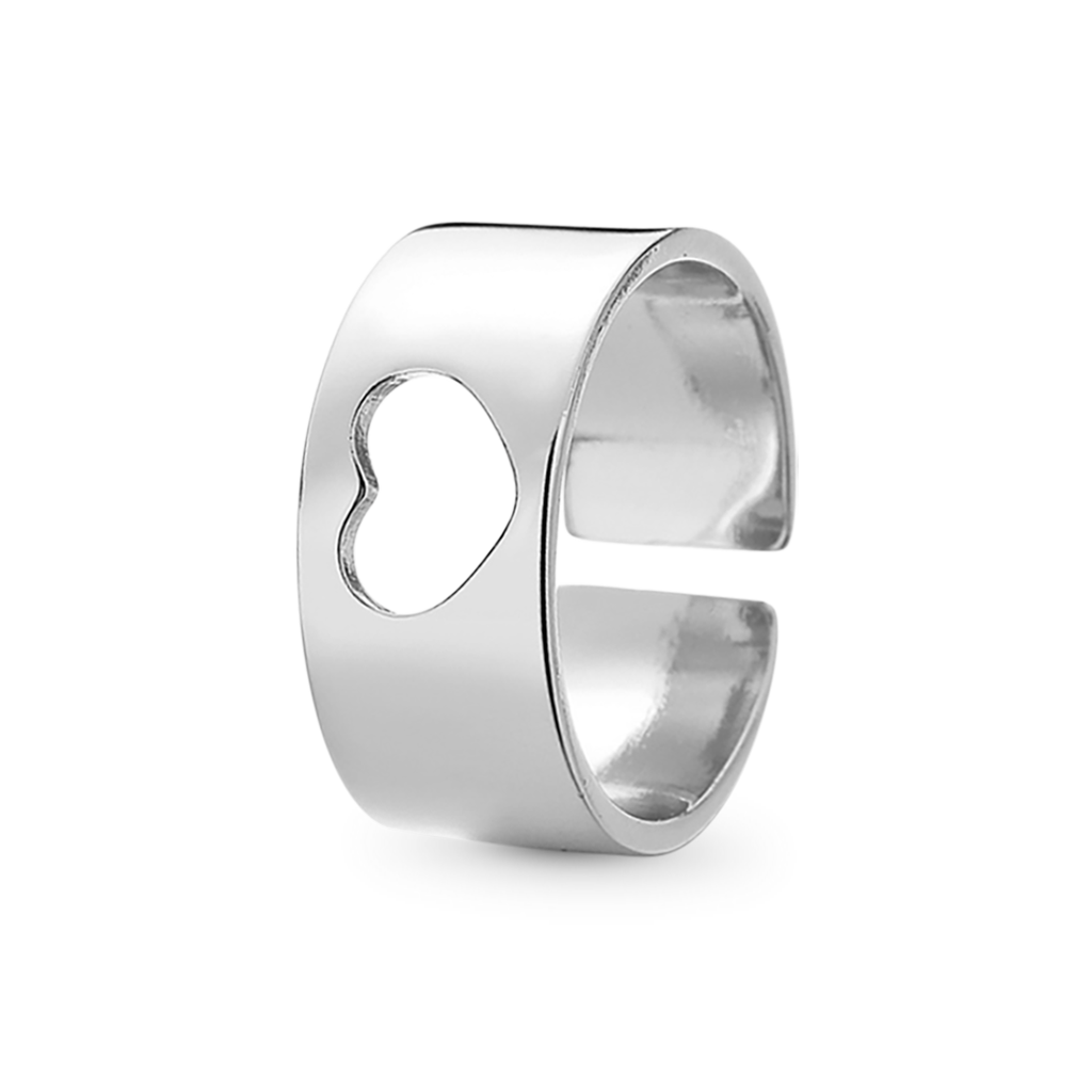 Gnoce 'Vows of Love' Heart Adjustable Couple Rings_2