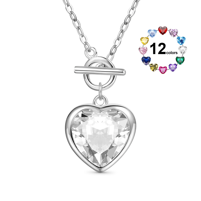Gnoce OT Buckle Heart Birthstone Pendant Necklace_1