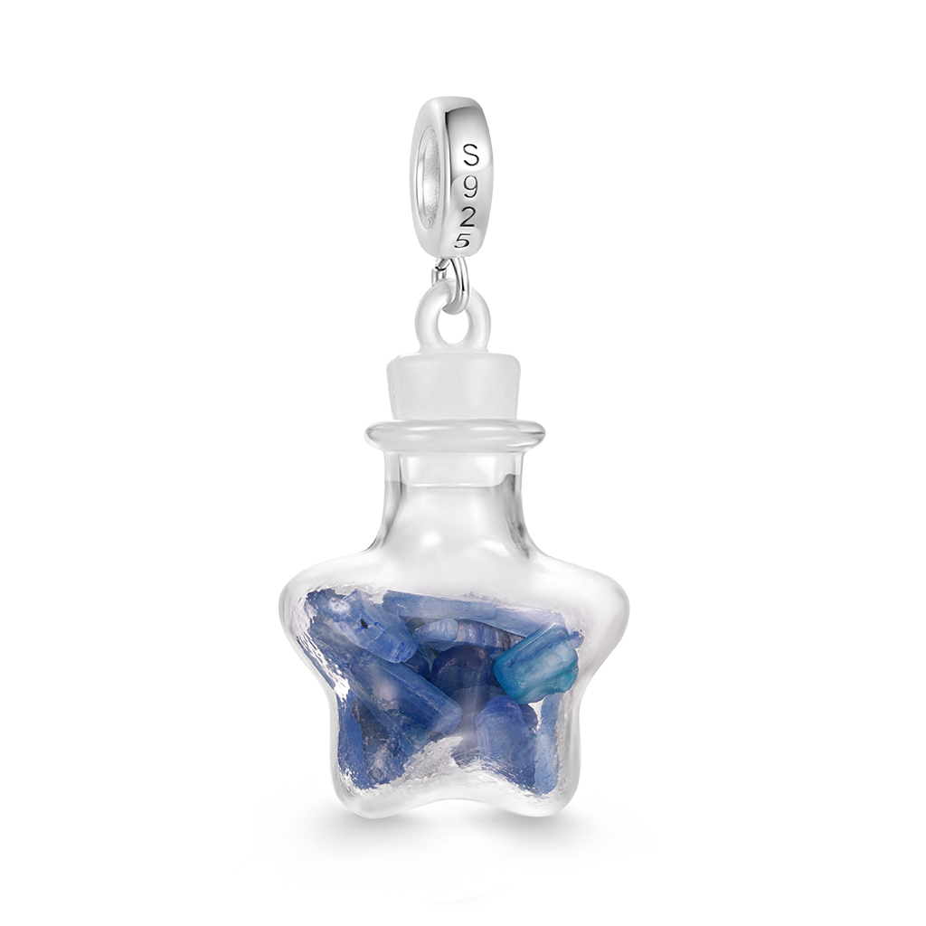 Gnoce Blue Stripe Crystal Glass Bottle Pendant Dangle Charm_2