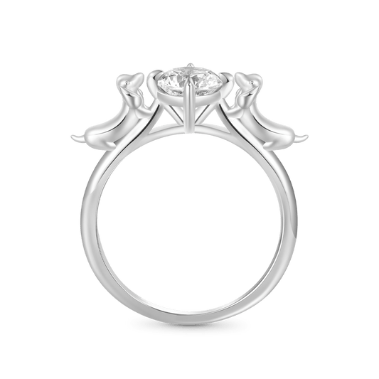 Gnoce Dachshund Embrace White Zircon Ring_1