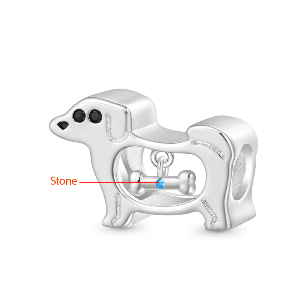 Gnoce Hollow Puppy Bone Birthstone Charm_2