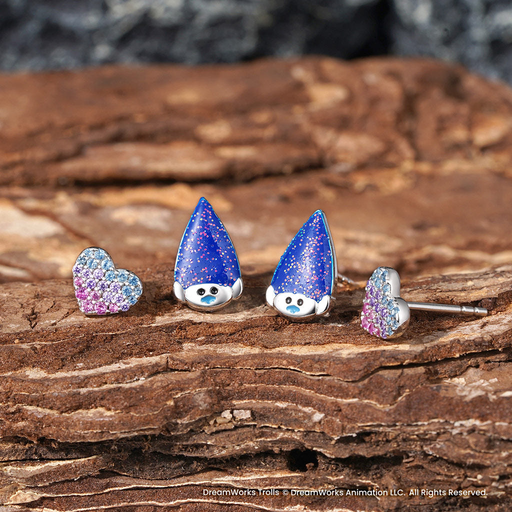 Gnoce Trolls Branch Heart Mismatched Stud Earrings_3