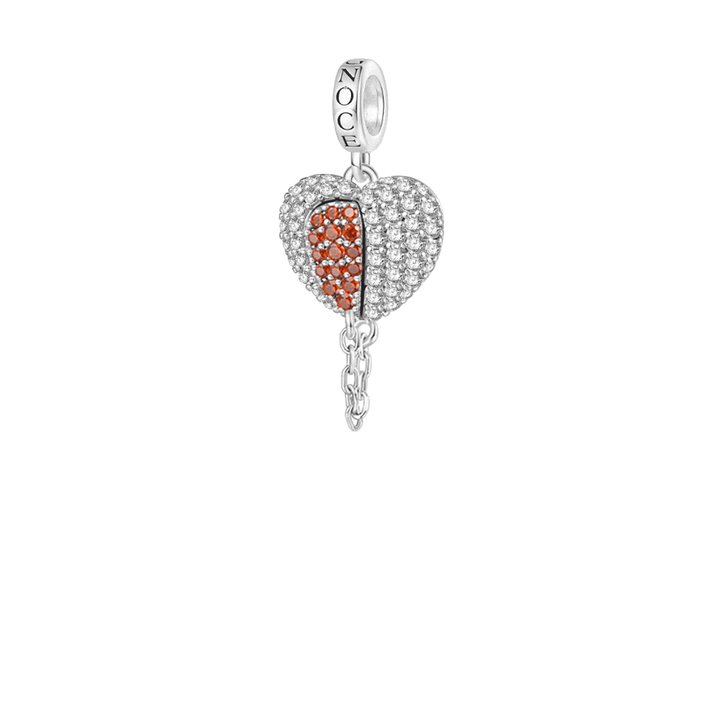 Gnoce Valentine's Day Broken Birthstone Heart Pendant Dangle Charm_1