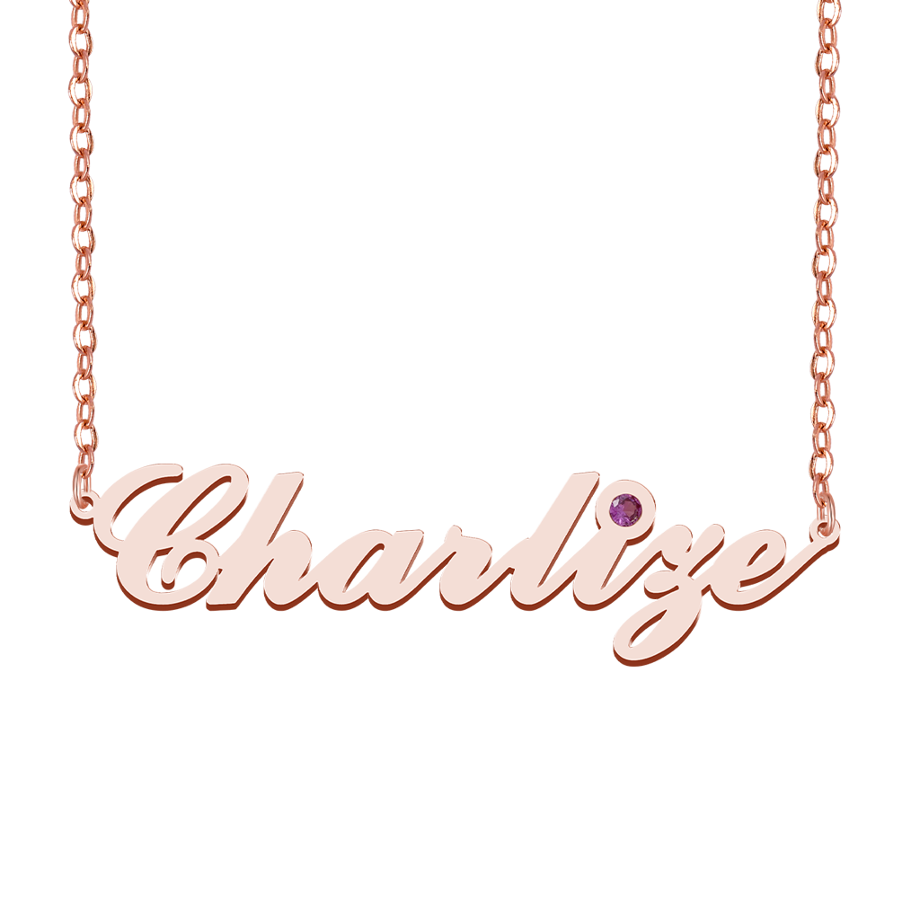 Gnoce Elegance Name Necklace with Birthstone_2