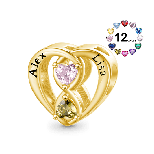 Gnoce 18k Gold Plated Infinite Love Couple Engravable Charm_1