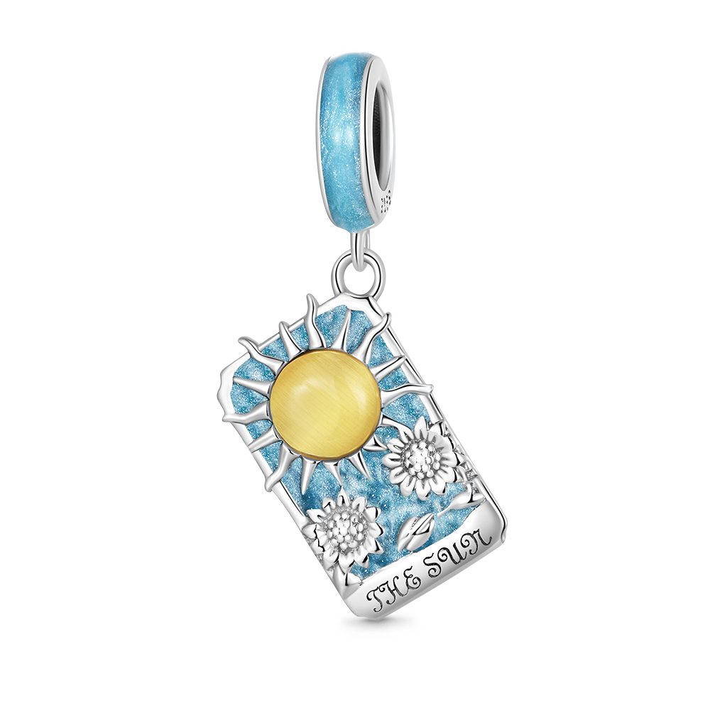 Gnoce Blue Tarot Card Sun Pendant Dangle Charm_1