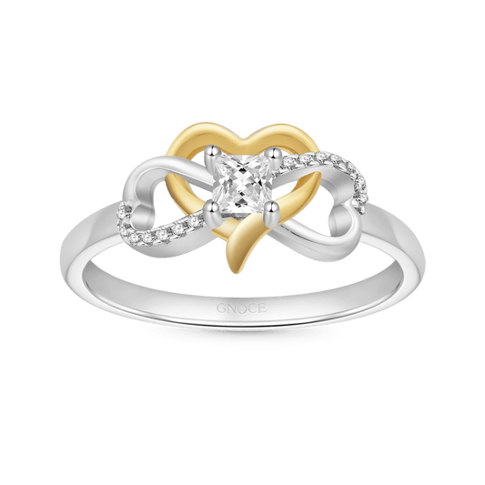 Gnoce Diamond Two-Tone Heart Infinity Mobius Promise Ring_1