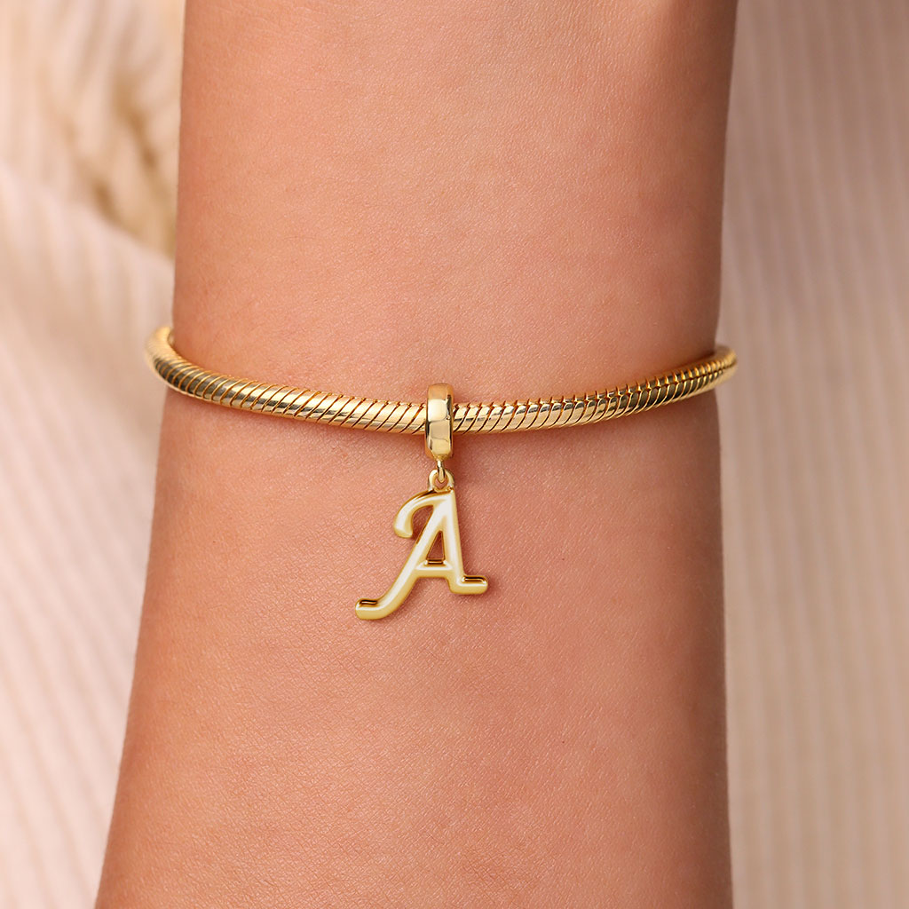 Gnoce 18k Gold Plated "Destined Letter" Personalized Initial Letter Charm_4