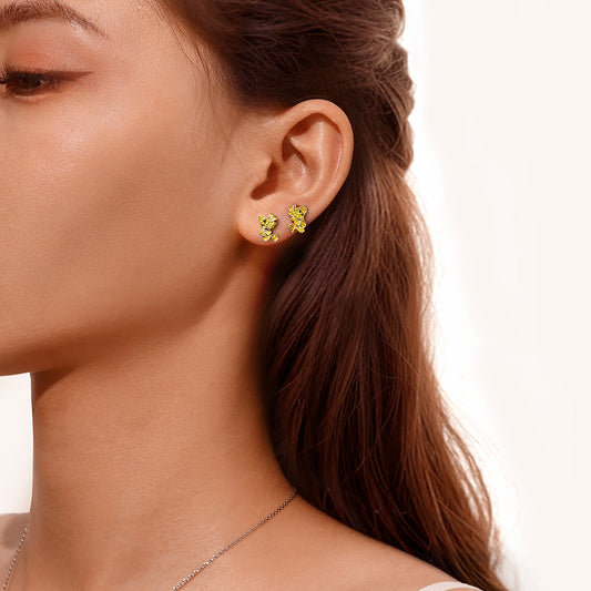 Gnoce Peanuts Smiling Flying Woodstock Diamond Stud Earrings_5