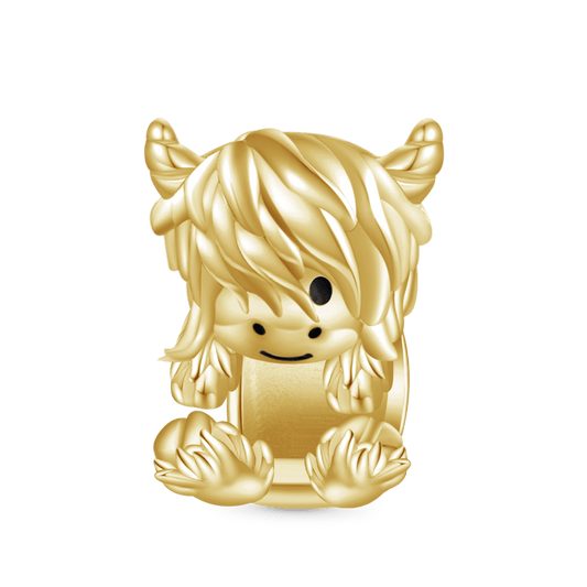 Gnoce 18k Gold Plated Cute Scottish Highland Cow Charm_1