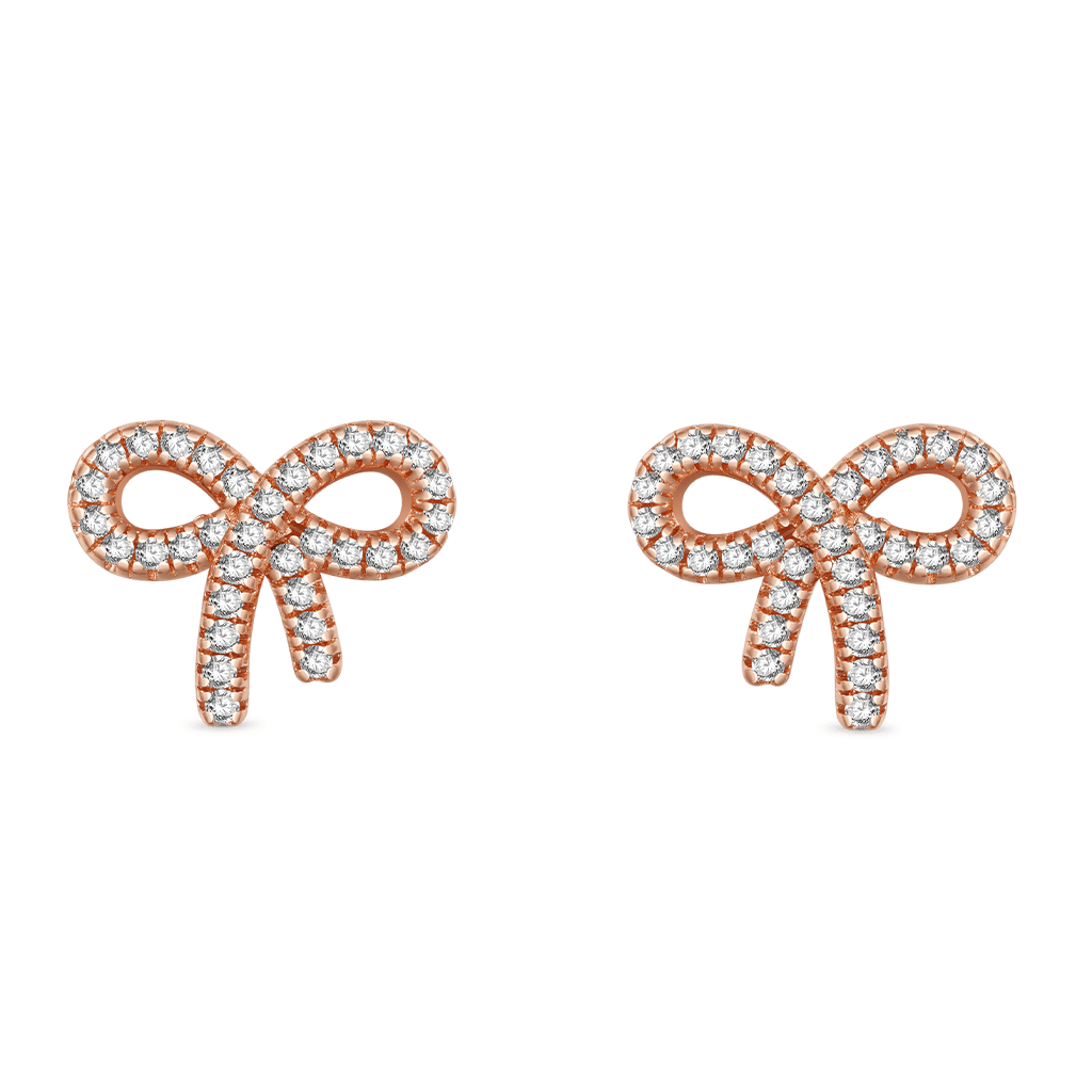 Gnoce Diamond Bow Birthstone Stud Earrings_1