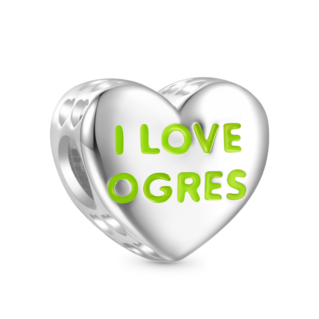 Gnoce 'I LOVE OGRES' Shrek & Fiona Love Heart Charm_2