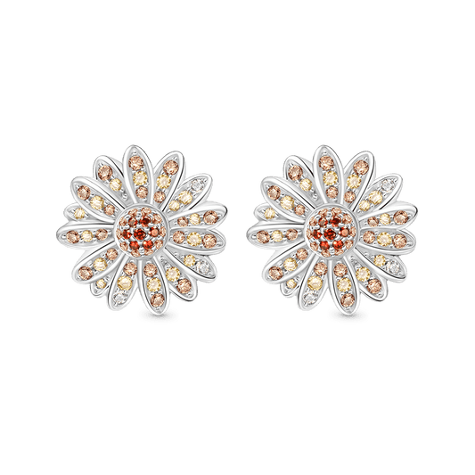 Gnoce Yellow Citrine Daisy Stud Earrings_1