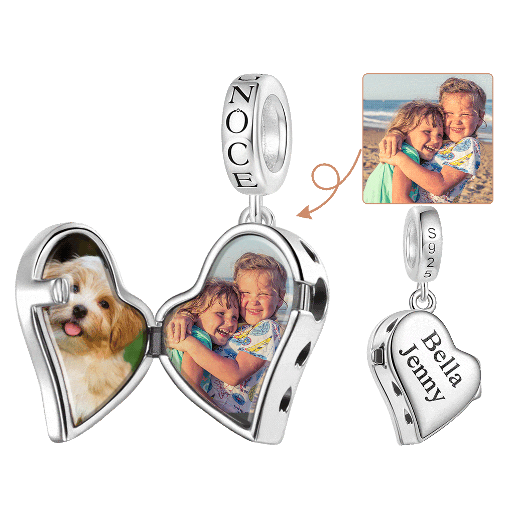 Gnoce Love Multiple Photo Locket Engravable Pendant Dangle Charm_3