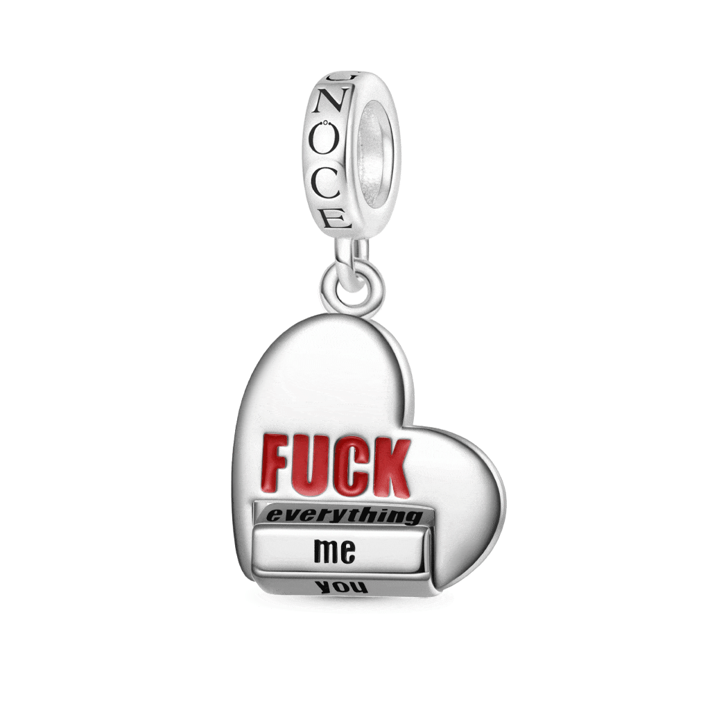 Gnoce Heart Rotating 'FUCK' World Charm Platinum-plated Silver Blend_1