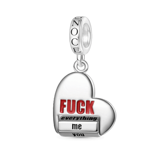 Gnoce Heart Rotating 'FUCK' World Charm Platinum-plated Silver Blend_1