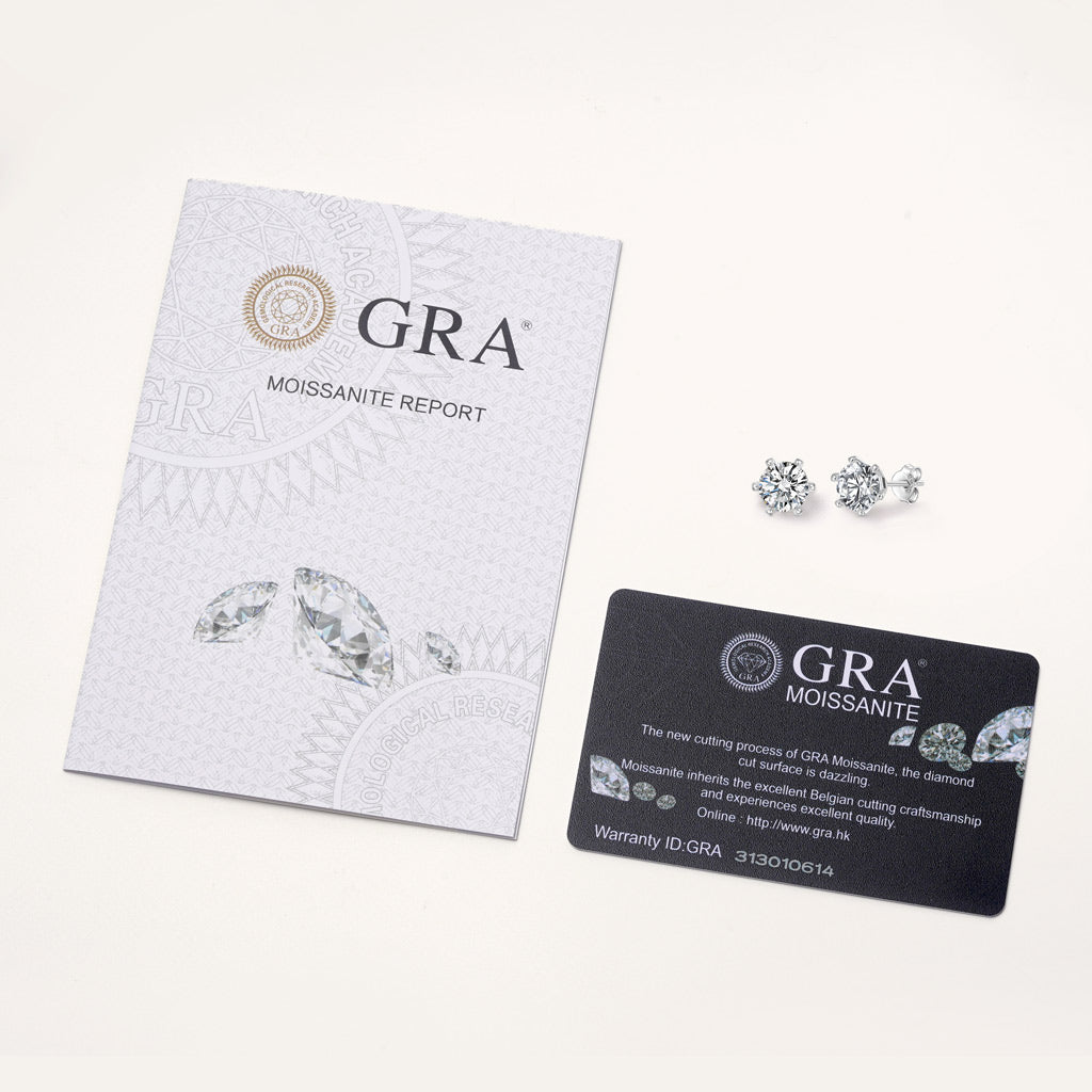 Gnoce Round Cut 925S & VVS Moissanite Stud Earrings_3