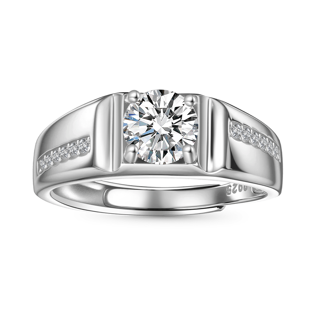 Gnoce Moissanite Men Wedding Ring Platinum-plated Silver Blend_1